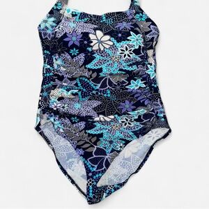 Navy Floral Women's One Piece Swimsuit